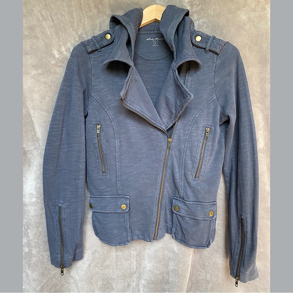 🎉Eddie Bauer Moto Style Hooded Sweatshirt Jacket, Women’s Size SM, Washed… - Picture 1 of 5